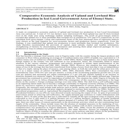 Comparative economic analysis of upland and lowland rice