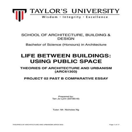 DEGREE SEM 5 THEORIES OF ARCHI. & URBANISM COMPARATIVE ESSAY