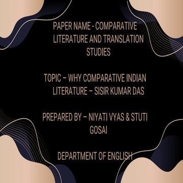 'Why Comparative indian literature? '
