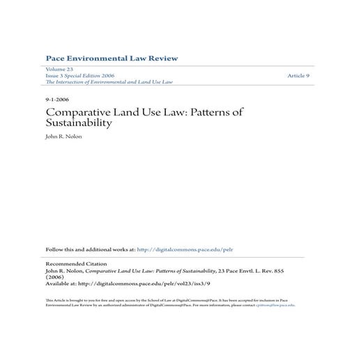 Comparative land use law  patterns of sustainability