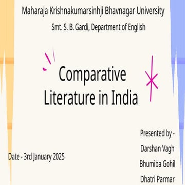 Comparative Literature in India.................................................