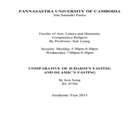 Comparative religion - Comparative of Judaism’s Fasting and Islamic’s Fasting
