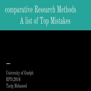 Comparative Research Method. t.mohamed