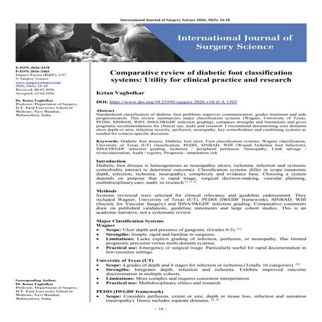 Comparative review of diabetic foot classification systems: Utility for ...