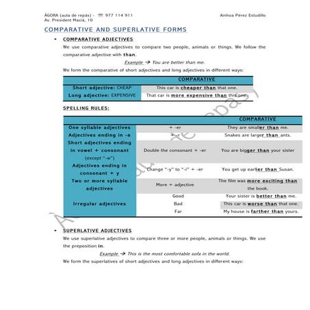 Comparatives and superlatives - Exercises