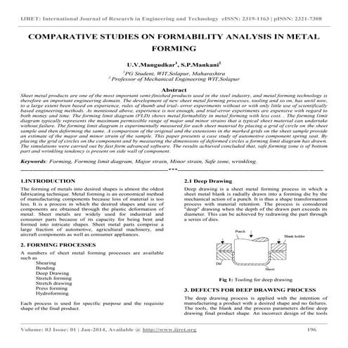 Comparative studies on formability analysis in metal forming