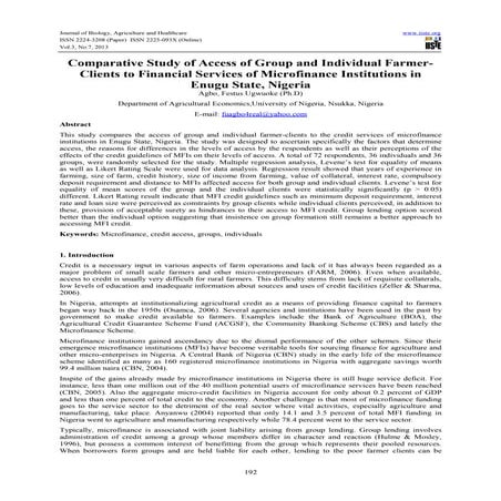 Comparative study of access of group and individual farmer