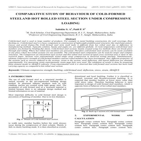 Comparative study of behaviour of cold formed steeland hot rolled steel secti...