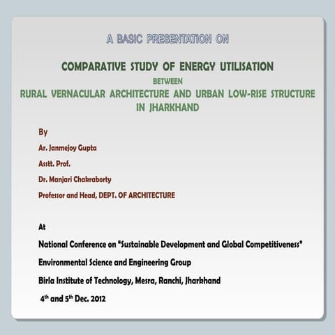 Comparative  study  of  energy  utilisation in rural & urban dwellings   case...