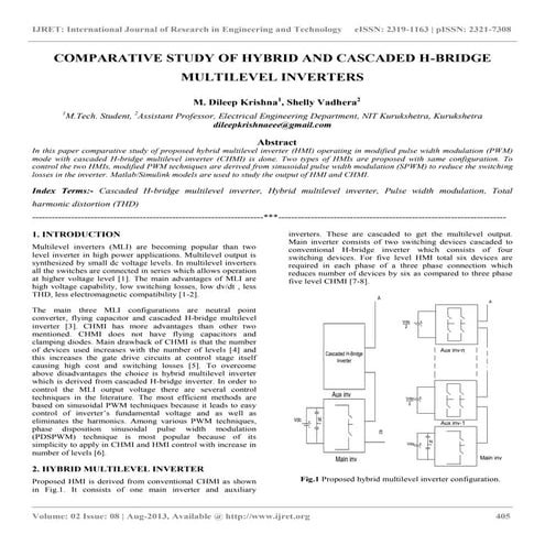 Comparative study of hybrid and cascaded h bridge multilevel inverters