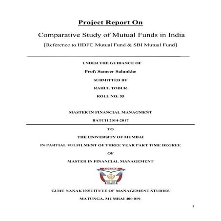 Comparative study of mutual funds in india 