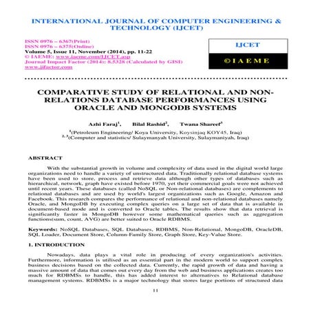 Comparative study of relational and non relations database performances ...
