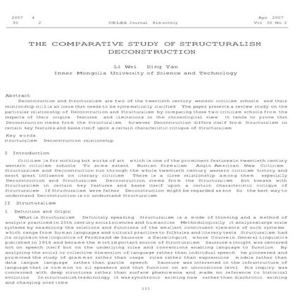 Comparative study of structuralism & deconstruction