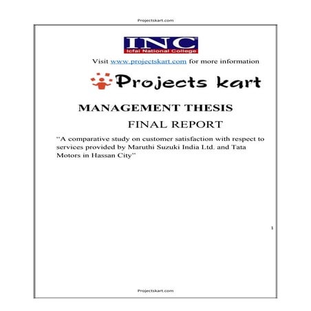 Comparative study on customer satisfaction in services provided by maruthi su...