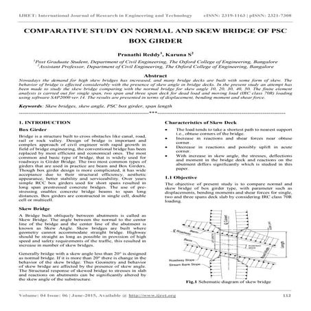 Comparative study on normal and skew bridge of psc box girder