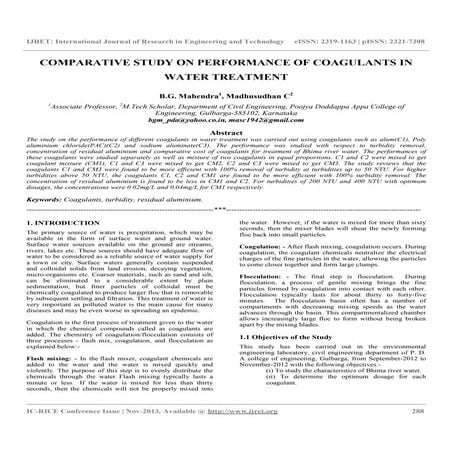 Comparative study on performance of coagulants in