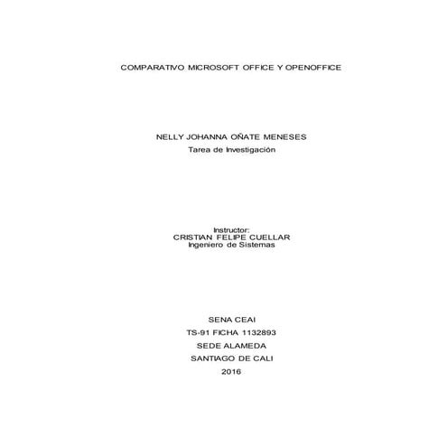Comparativo microsoft office y openoffice