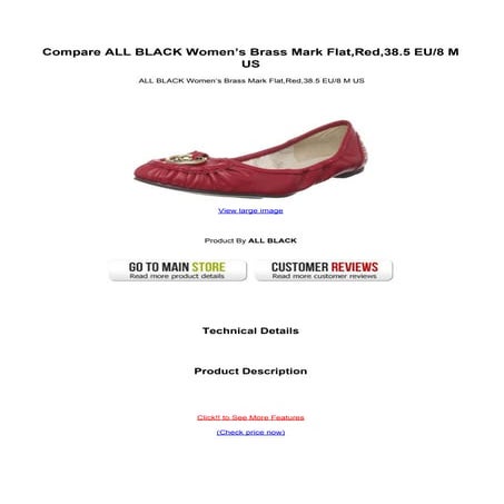 Compare all black womens brass mark flat red38.5 eu8 m us