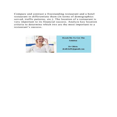 Compare and contrast a freestanding restaurant and a hotel restauran.docx