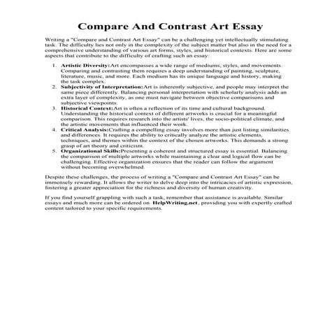 Compare And Contrast Art Essay. Compare And Contrast Art Essay  80 Compare an...