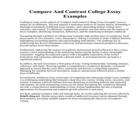 Compare And Contrast College Essay Examples