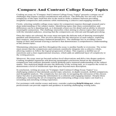 Compare And Contrast College Essay Topics