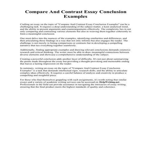 Compare And Contrast Essay Conclusion Examples.pdf
