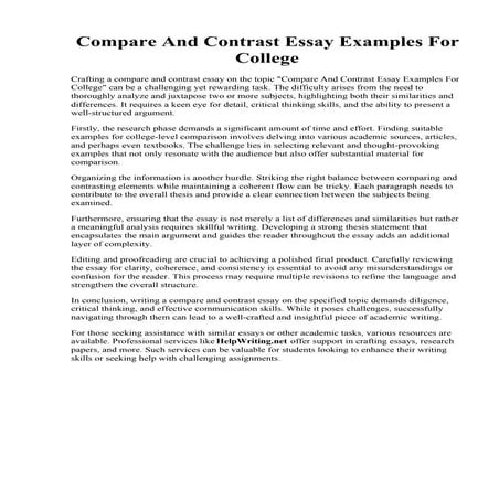 Compare And Contrast Essay Examples For College.pdf