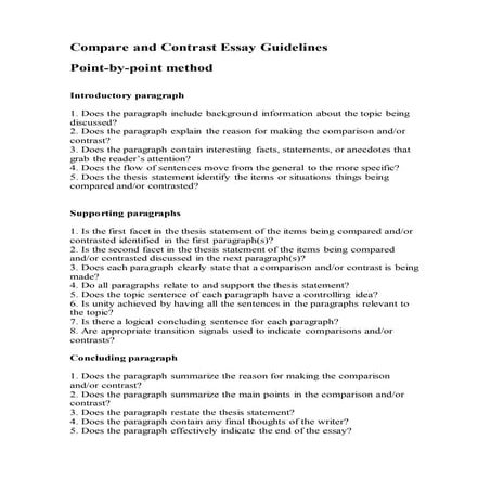 Compare and contrast essay guidelines