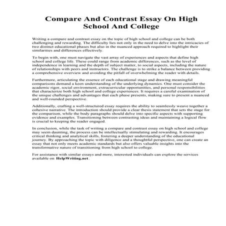 Compare And Contrast Essay On High School And College.pdf
