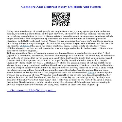 Compare And Contrast Essay On Hook And Remen | PDF