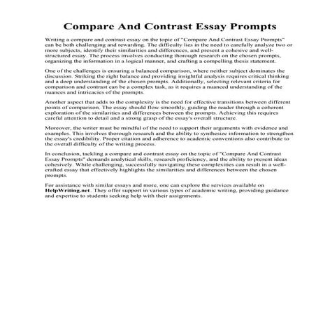 Compare And Contrast Essay Prompts