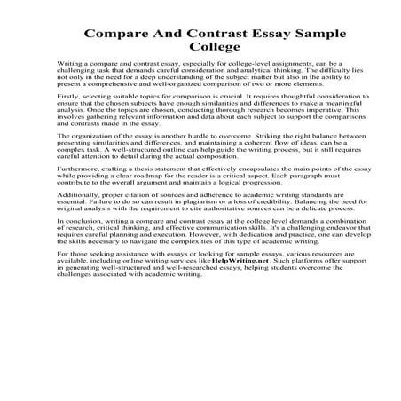 Compare And Contrast Essay Sample College.pdf