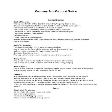 Compare and contrast notes | PDF