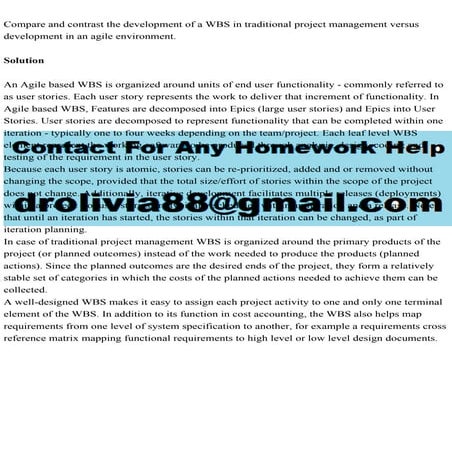 Compare and contrast the development of a WBS in traditional project.pdf