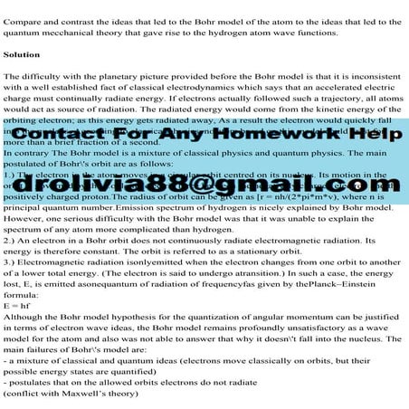 Compare and contrast the ideas that led to the Bohr model of the ato.pdf