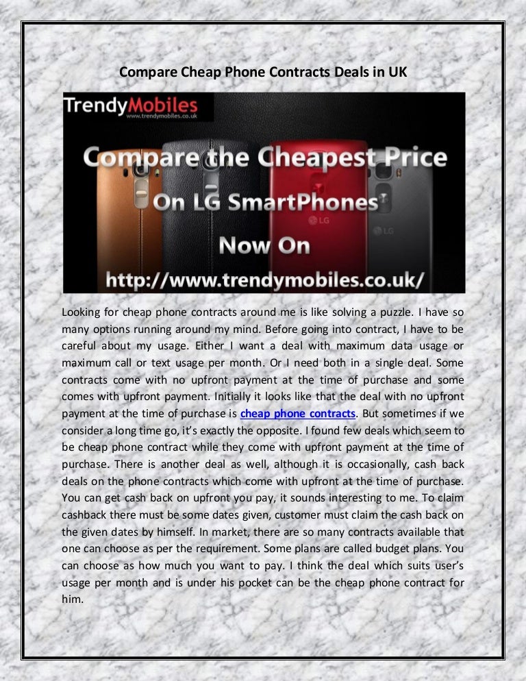 Compare cheap phone contracts deals in uk