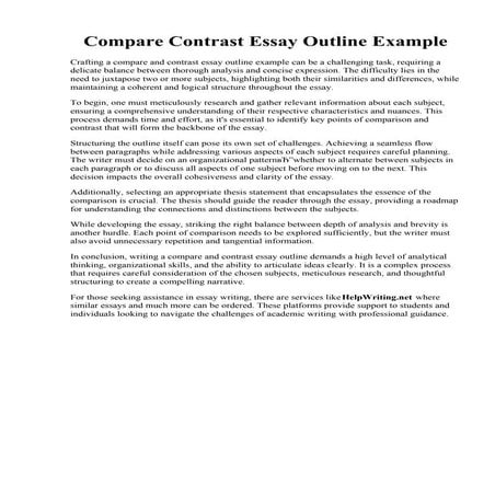 Compare Contrast Essay Outline Example