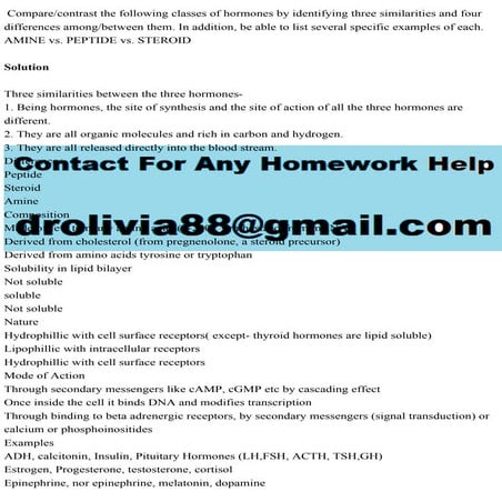 Comparecontrast the following classes of hormones by identifying thr.pdf