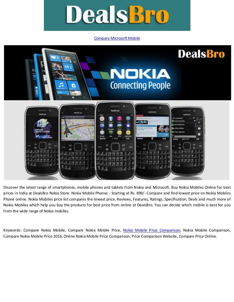 Compare Nokia mobiles