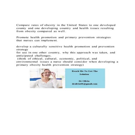 Compare rates of obesity in the United States to one developed | DOCX