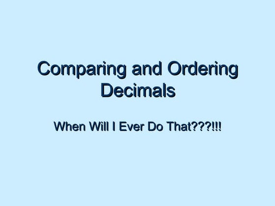 Comparing and Ordering Decimals | PPT