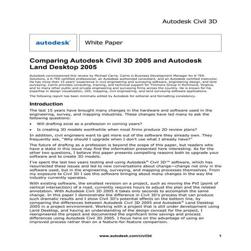 Comparing autodesk civil3d2005andautodesklanddesktop2005