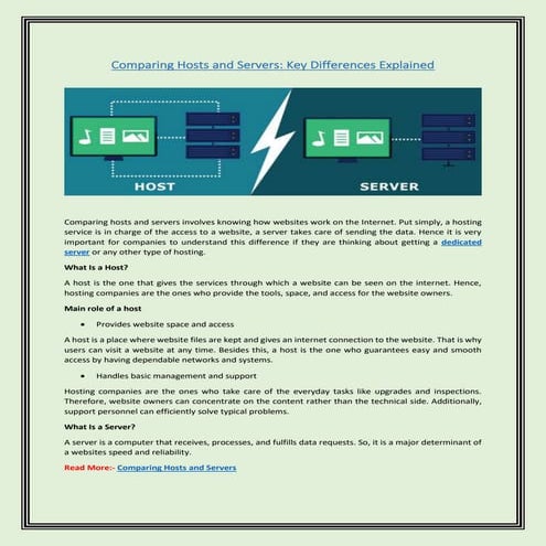 Comparing Hosts and Servers: Key Differences Explained | PDF