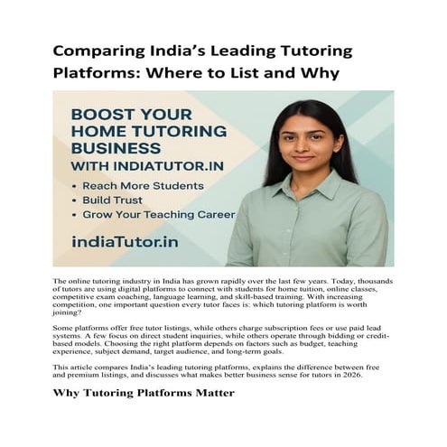 Comparing India’s Leading Tutoring Platforms - Where to List your Tutor ...