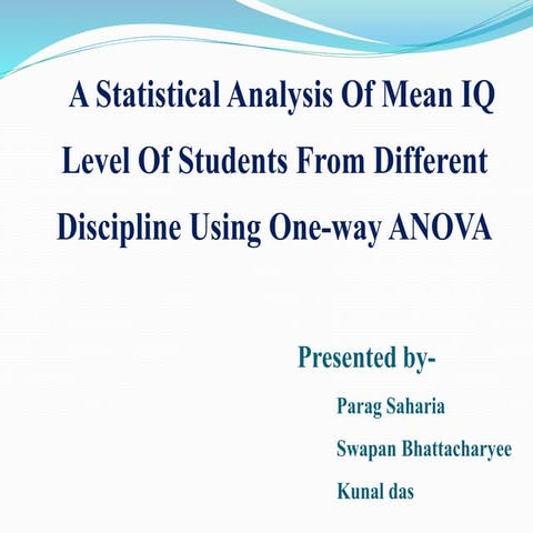 Comparing mean IQ of students using one way anova