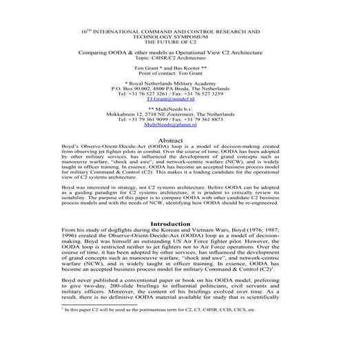 Comparing ooda abstract