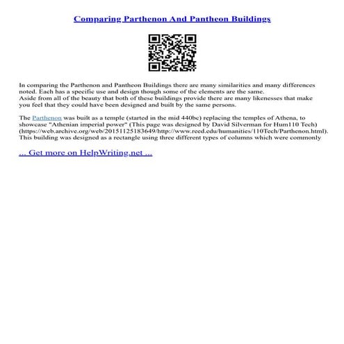 Comparing Parthenon And Pantheon Buildings
