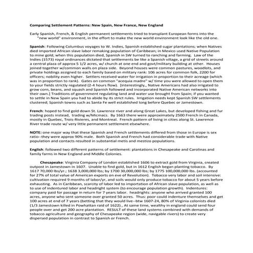 Comparing settlement patterns