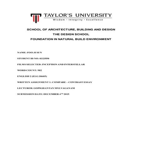 English 2 Comparison Essay